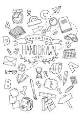 Set of hand drawn doodle education background