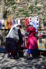 Market street.Market.Bazaar street of the rural Turkish. Local sellers in the Turkish  Bazaar.Comakdaga.Izmir.Turkey.