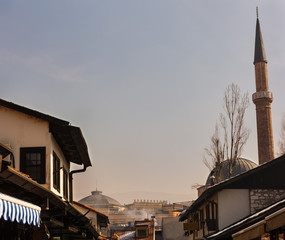 View of the Bascarsijska Dzamija minaret, Sarajevo