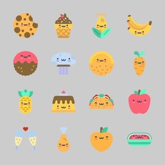 Icons about Food with pudding, carrot, bananas, ice cream, apple and cookie