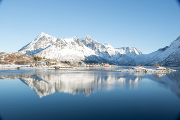 Lofoten boats and mountains