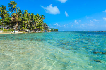 Belize Cayes  - Small tropical island at Barrier Reef with paradise beach, Caribbean Sea, Belize, Central America