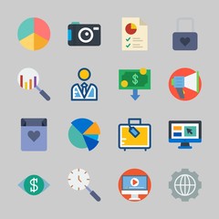 Icons about Commerce with user, money, vision, shopping bag, online  and padlock