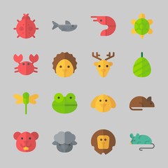 Icons about Animals with crab, hedgehog, hamster, cocoon, deer and mouse