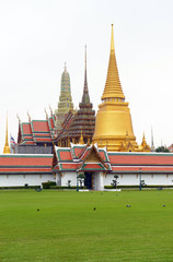 Traditional architecture at and around the Grand Palace, near the Phraya River in Bangkok Thailand