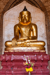 Ancient Seated Buddha Image in Buddhist temple at Bagan