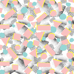 Abstract geometric seamless pattern. Dotted tile background of 80s