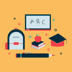 Education icons. School tool flat icon. Free royalty images.
