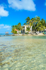 Belize Cayes - Small tropical island at Barrier Reef with paradise beach - known for diving,...