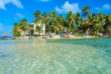Belize Cayes - Small tropical island at Barrier Reef with paradise beach - known for diving,...