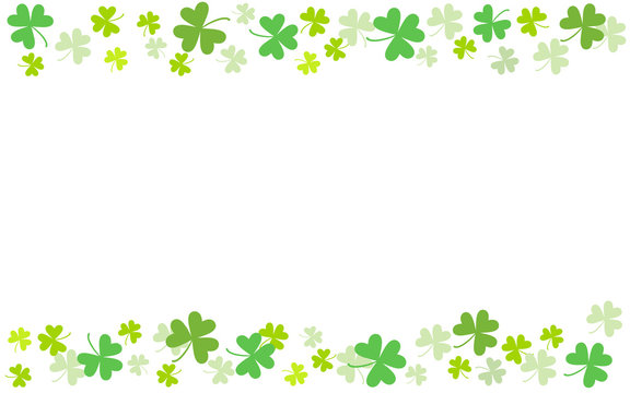 Spring background (postcard, banner, frame) with clover elements. St.Patrick 's Day. Religion and celebration.