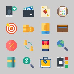 Icons about Business with wallet, networking, network, stats, agenda and suitcase