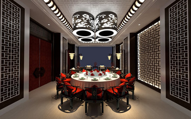 3d render of modern dining room
