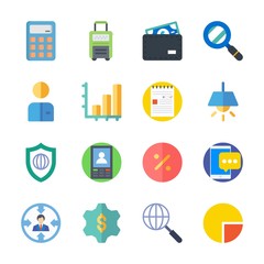 icon Business with gear, target, search, shield and note