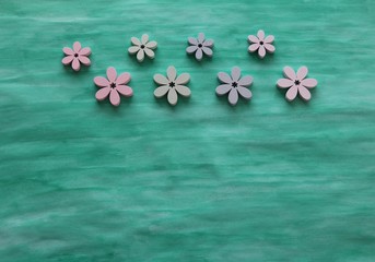 Grußkarte Streuartikel Blumen auf grünem Hintergrund