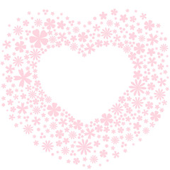 Heart made of light pink flowers.