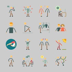 Icons about Human with chatting, illness, dancing, calling, boyfriend  and man