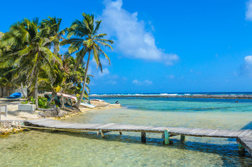 Belize Cayes - Small tropical island at Barrier Reef with paradise beach - known for diving, snorkeling and relaxing vacations - Caribbean Sea, Belize, Central America