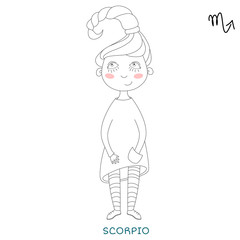 cute girl in the form of zodiac sign. Scorpio