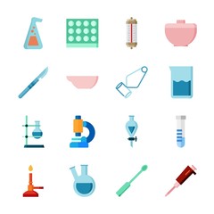 icon Laboratory with beaker, funnel, microscope, test tube and condenser