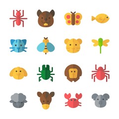 icon Animals with horse, ant, wasp, fish and cat