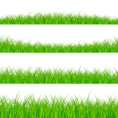 Grass Borders Set. Grass Plant Panorama. Grass border or frame texture. Vector illustration isolated on white background