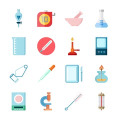 icon Laboratory with dropper, beaker, microscope, thermometer and lab