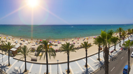 View of Salou Platja Llarga Beach in Spain during sunny day