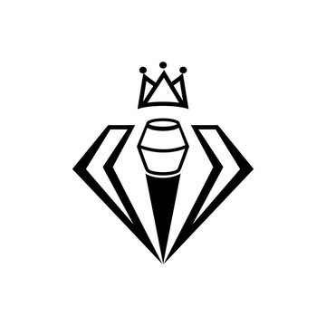 crown on diamond singer with microphone  icon