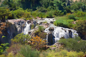 A view of the beautiful Epupa Falls on the border of Namibia and Angola. Africa