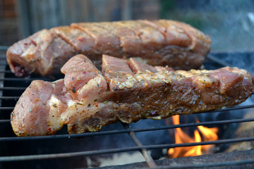 Grilled meat, marinated in honey sauce with spices