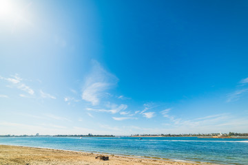 Mission Bay under a blue sky