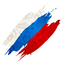 russian flag with soccer pattern