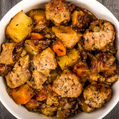 Pulled Pork And Stuffing With Root Vegetables