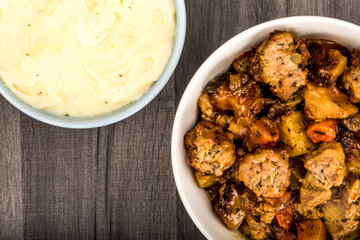 Pulled Pork And Stuffing With Root Vegetables