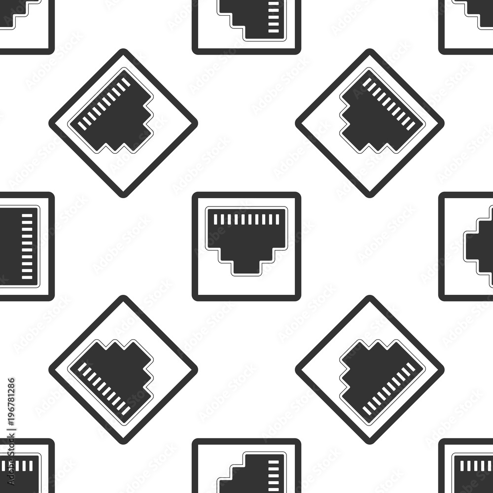 Poster network port - cable socket icon seamless pattern on white background. lan port icon. ethernet simpl
