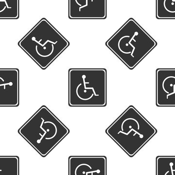 Disabled handicap icon seamless pattern on white background. Wheelchair handicap sign. Flat design. Vector Illustration