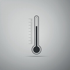 Thermometer icon isolated on grey background. Flat design. Vector Illustration