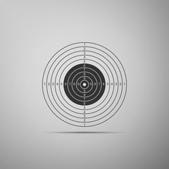 Target sport for shooting competition icon isolated on grey background. Clean target with numbers for shooting range or pistol shooting. Flat design. Vector Illustration