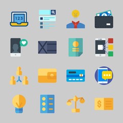 Fototapeta premium Icons about Business with credit card, laptop, agreement, balance, search and teamwork
