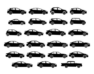 Silhouette cars on a white background