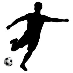 FOOTBALLEUR SILHOUETTE NOIRE fond blanc
