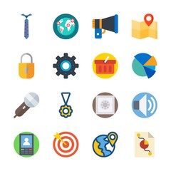 icon Digital Marketing with safebox, shopping basket, smartphone, settings and volume