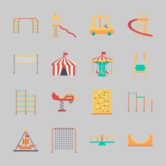 Icons about Amusement Park with carousel, climbing, toy car, swing , climb  and horizontal bar