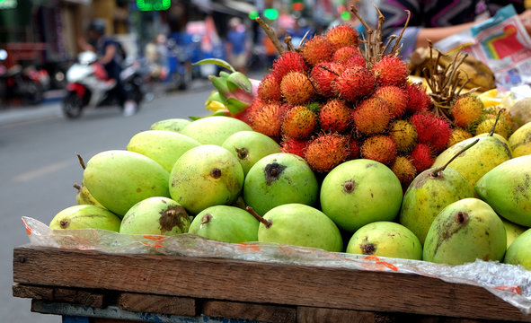 fruit in Vietnamese street in Ho Chi Minh city, Vietnam