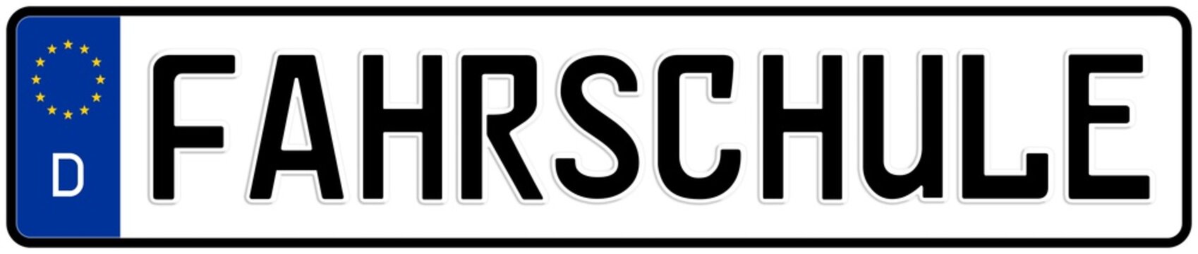 spkw40 SignPersonenKraftWagen spkw - Schrift: Fahrschule - Autokennzeichen / Nummernschild - (Original-Verh&auml;ltnis 520 X 110 mm) - banner schwarz xxl g5916