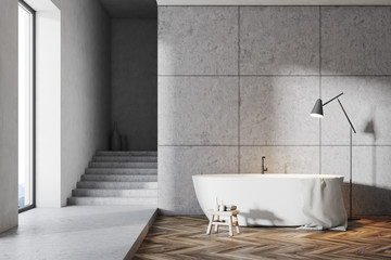 Naklejka na ściany i meble Gray bathroom with stairs
