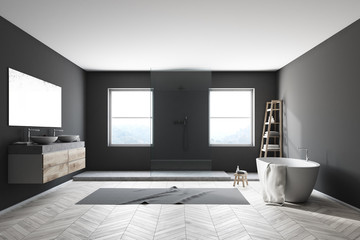 Interior of a luxury black bathroom