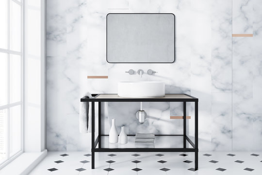 White marble bathroom sink
