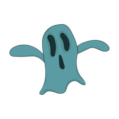 Ghost on a white background. Vector graphics. Hand drawing